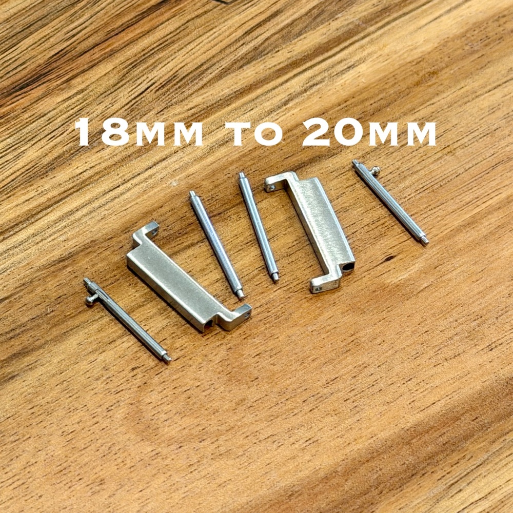 18mm to 20mm Watch Strap Connector Adapter Stainless Steel, Brushed Silver